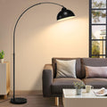 Modern Arc Floor Lamp with Metal Hanging Dome Shade, Industrial Adjustable Over the Couch Stand Up Light