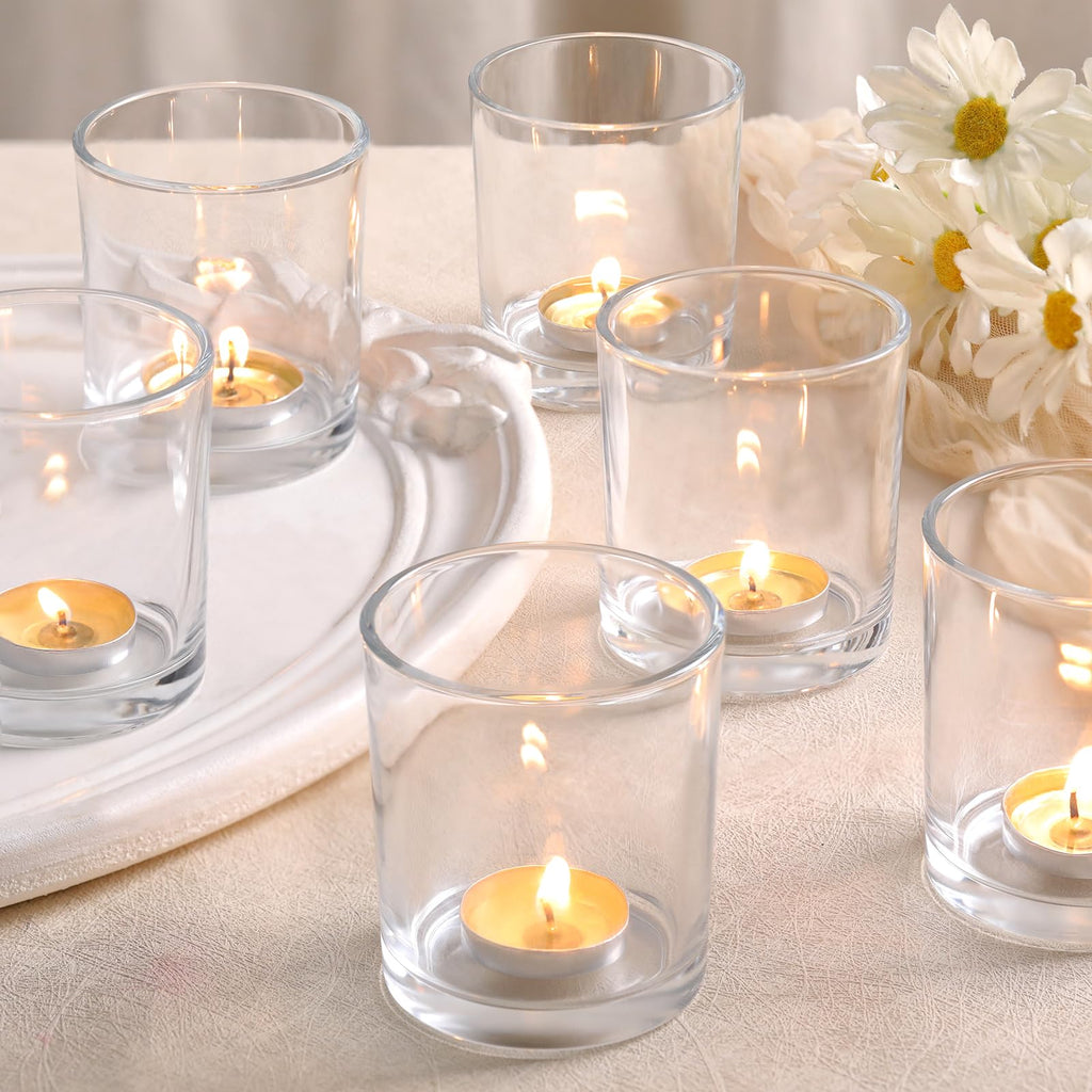 6 Pcs Large Clear Votive Candle Holder Tea Light Candle Holder Glass