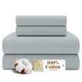 Percale Full Cooling Sheets Set, 100% Cotton, Soft Gray