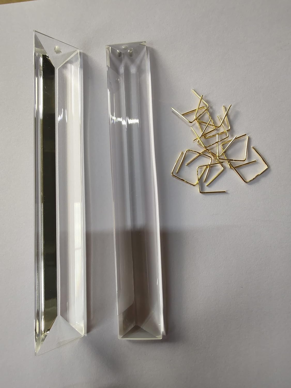 12 Pieces Chandelier Crystals Replacement K9 Crystal Prisms with Hooks for Crystal Chandeliers Metal Clip Crystal