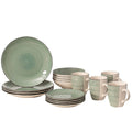 16 PC Spin Wash Dinnerware Dish Set for 4 Person | Mugs, Salad and Dinner Plates and Bowls Sets, Stylish Dishes with