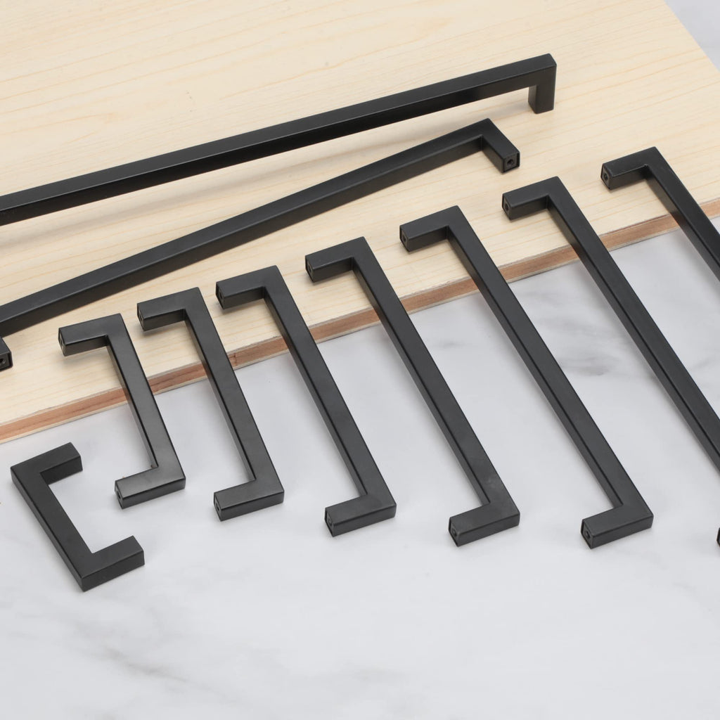 10 Pack 3-3/4 Inch Black Cabinet Pulls, Square Drawer Handles