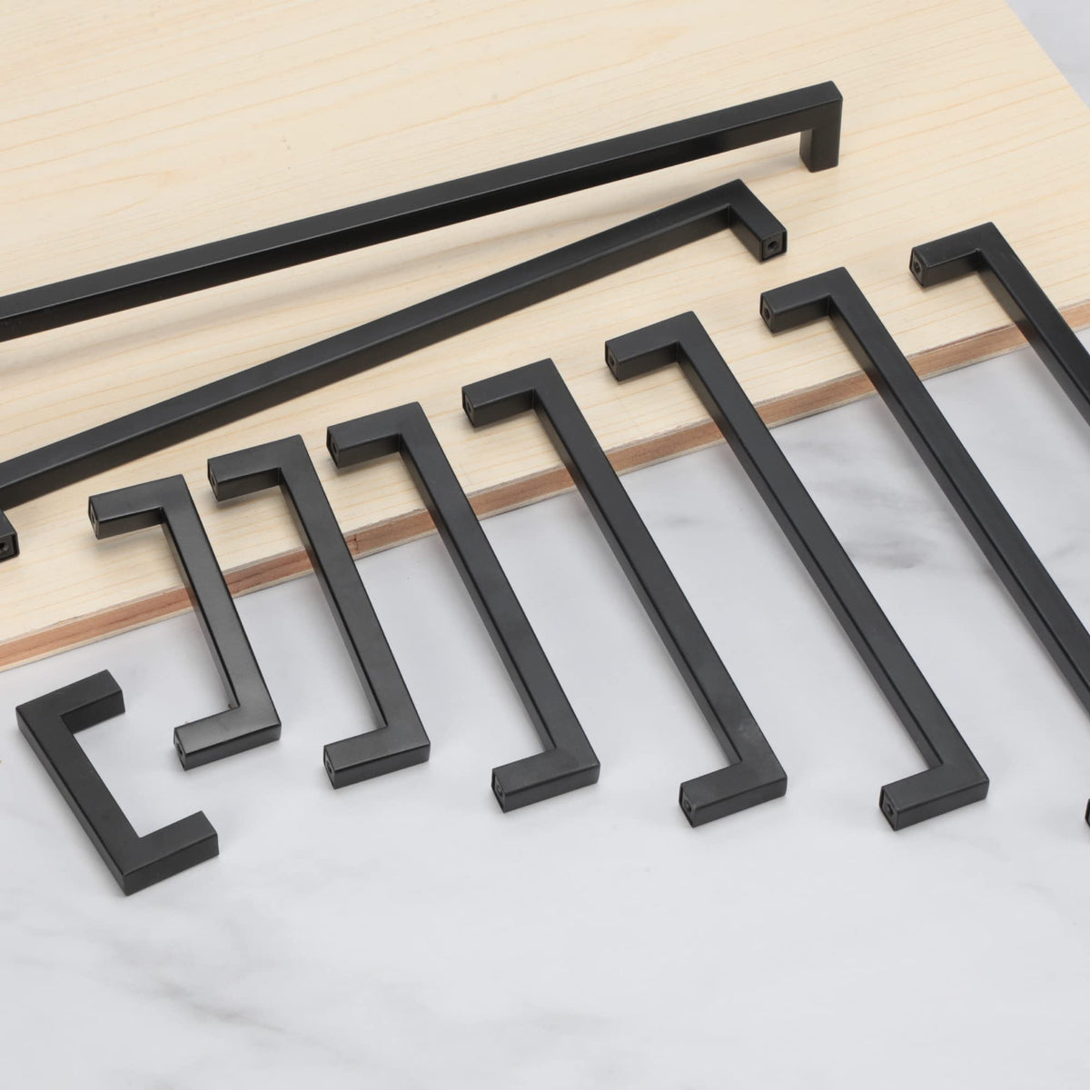 10 Pack 3-3/4 Inch Black Cabinet Pulls, Square Drawer Handles
