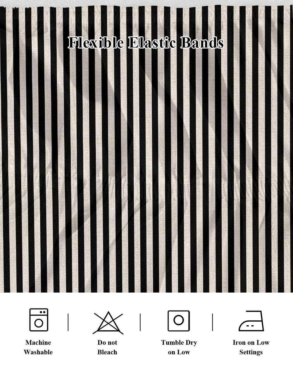 Bed Skirt Black Stripes Bedskirt 18 Inch Drop Linen Classic Vertical Striped Elastic Wrap Around Bed Skirts Dust