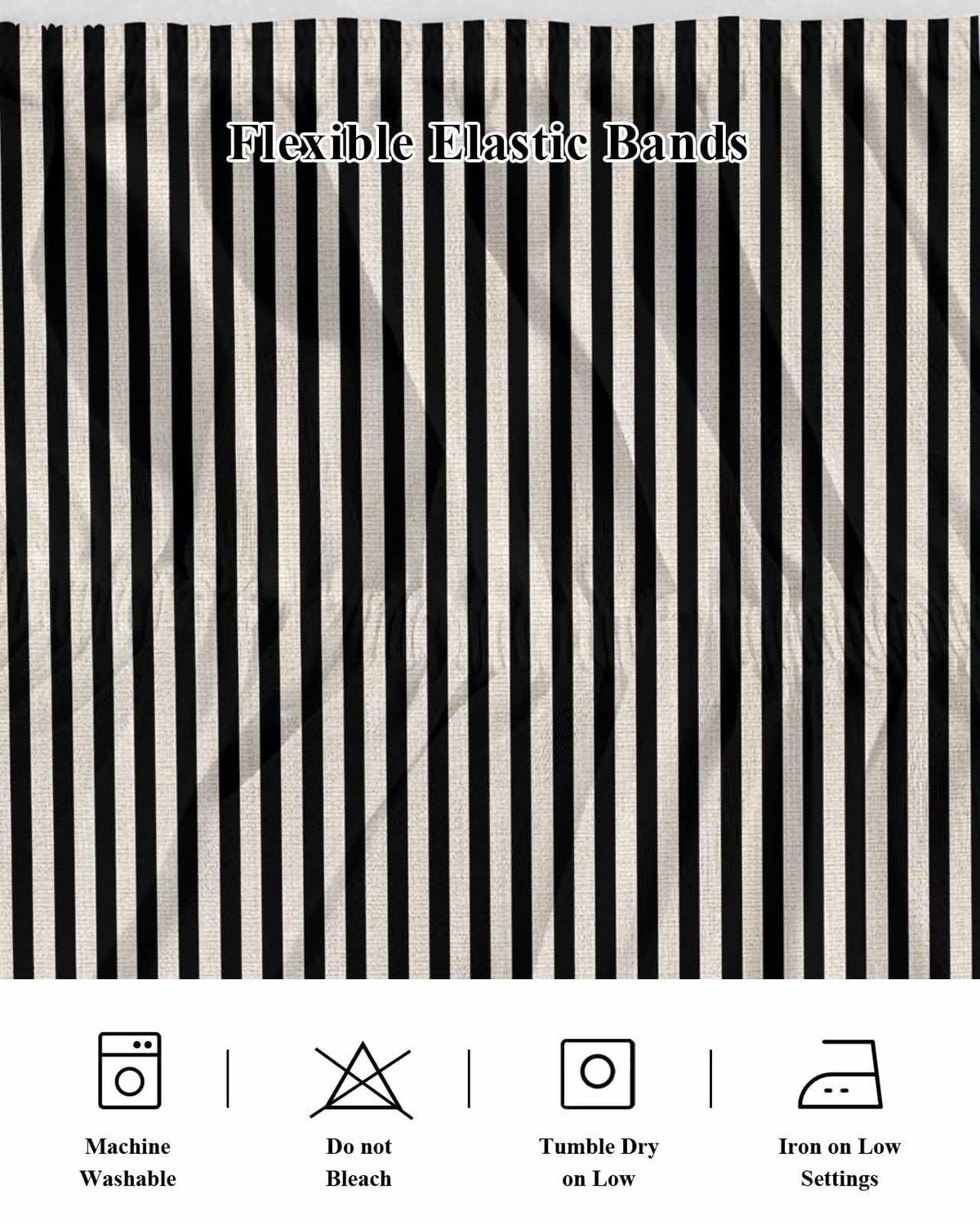 Bed Skirt Black Stripes Bedskirt 18 Inch Drop Linen Classic Vertical Striped Elastic Wrap Around Bed Skirts Dust
