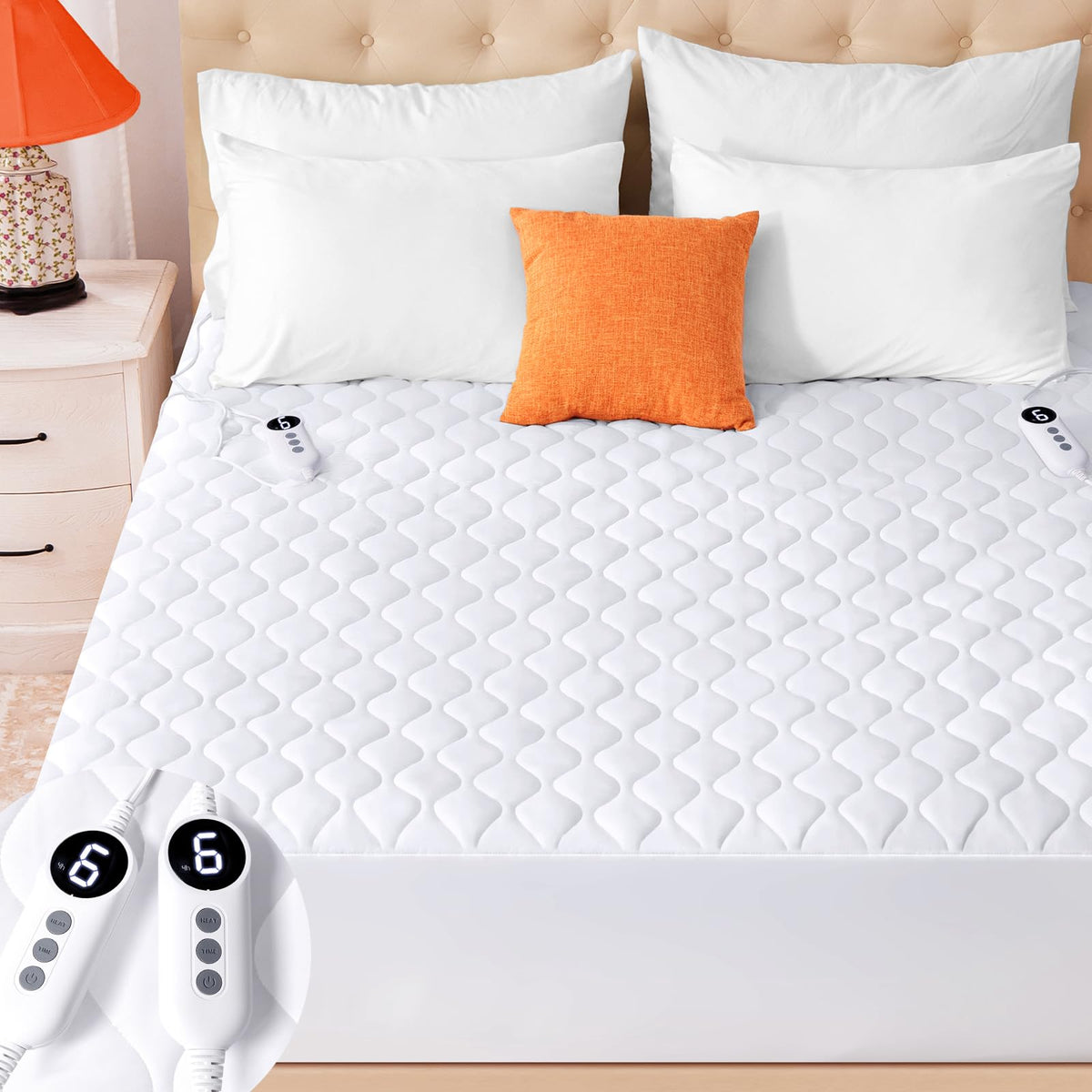 Heated Mattress Pad, Quilted Fitted Electric Mattress Pad with 9 Heat Setting Controller, 2/4/6/10 Hours