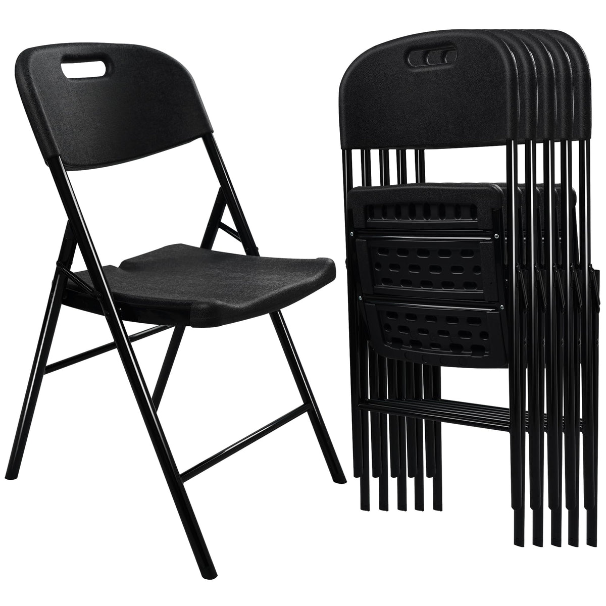 6 Pack Folding Chair, 600 lb Weight Capacity, Indoor/Outdoor Heavy Duty Foldable Chairs for Restaurants, Kitchens