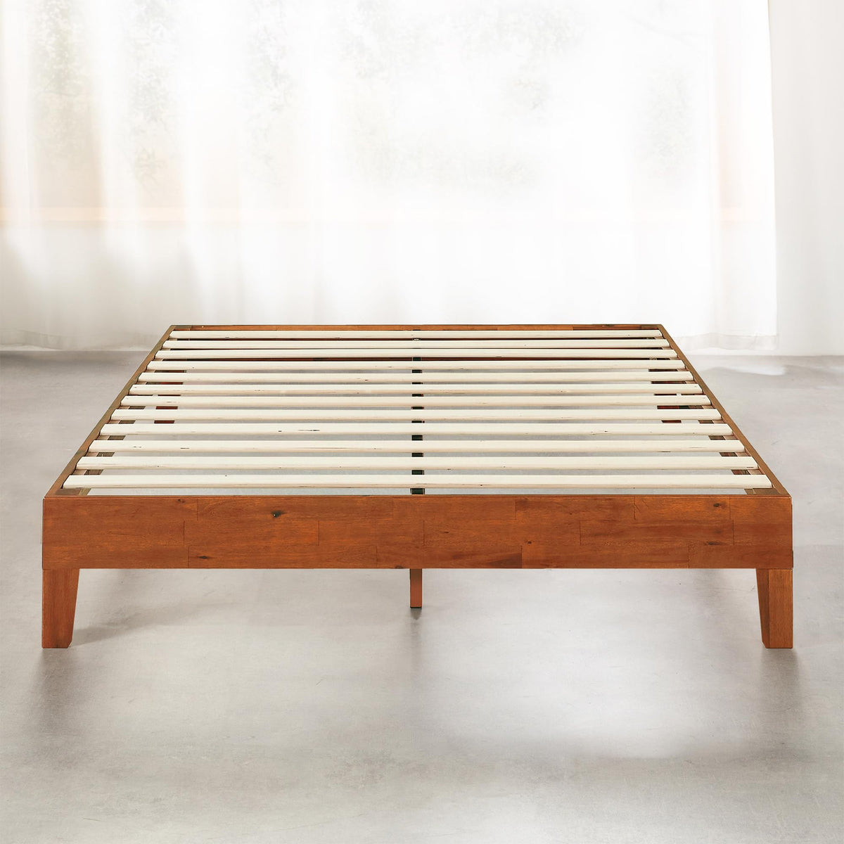 Naturalista Grand - 12 Inch Solid Wood Platform Bed with Wooden Slats - No Box Spring Needed - King (Cherry)