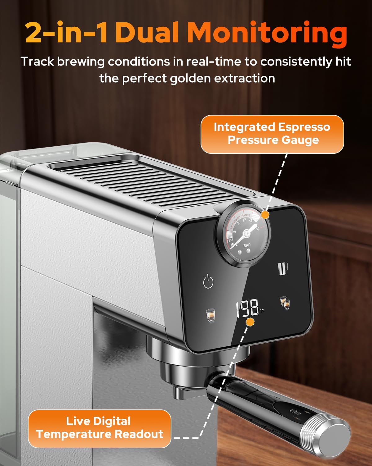 20 Bar Compact Espresso Coffee Machines with Milk Frother