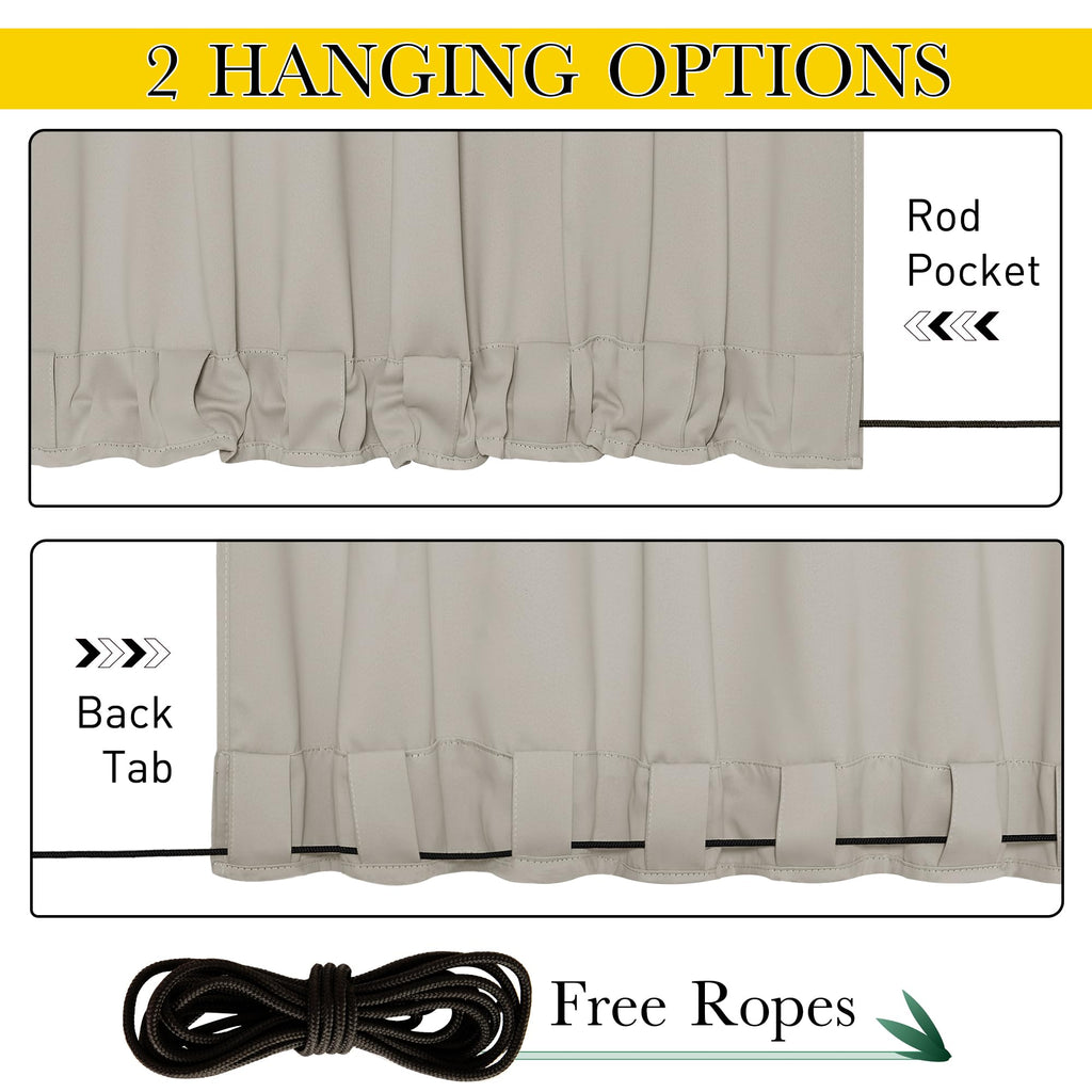 Windproof Outdoor Curtains Waterproof W84xL84 Natural