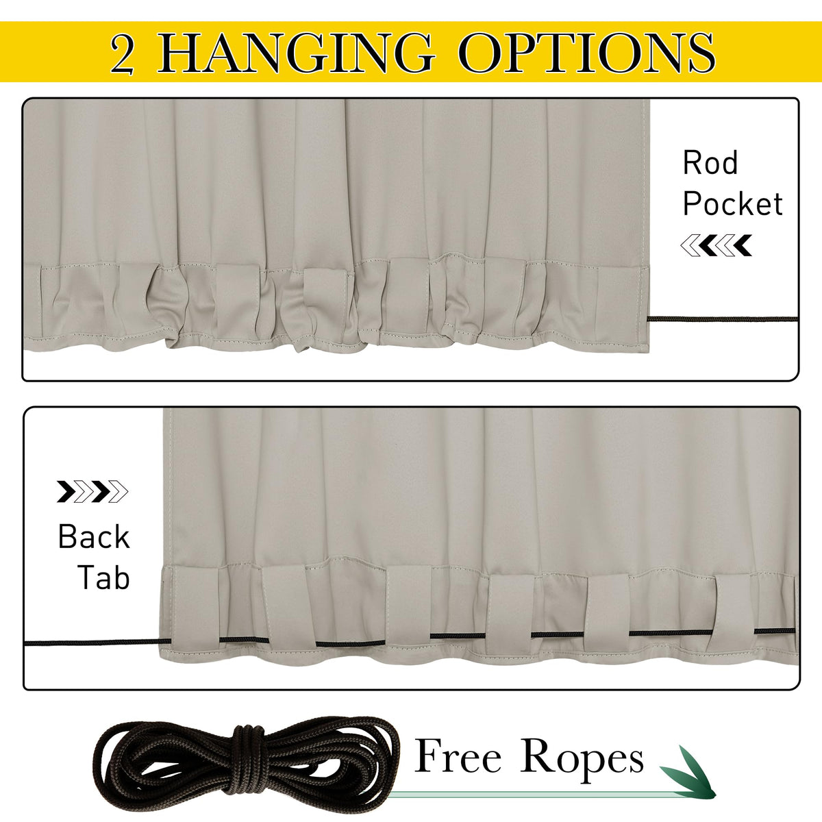 Windproof Outdoor Curtains Waterproof W84xL84 Natural