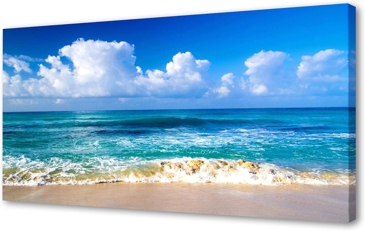 BK6775 Beach Wall Art Canvas Prints - Ocean Seascape Tropical Blue Sea Coast Picture Nature Landscape Artwork Bedroom