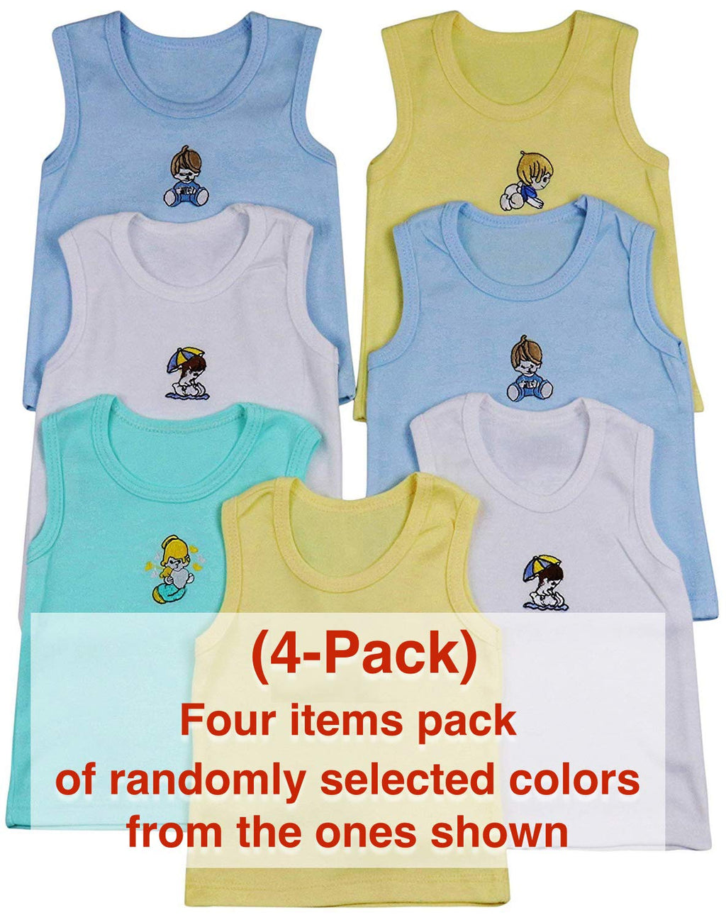 Boys' Pack of 4 100% Cotton Tank Tops - Baby Steps