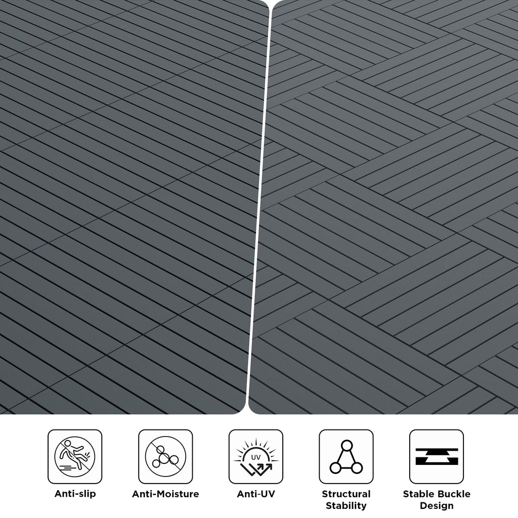 Patio Deck Tiles, Interlocking Decking Tiles Floor Tile, Easy and Quick Installation Court Tiles for Porch Poolside