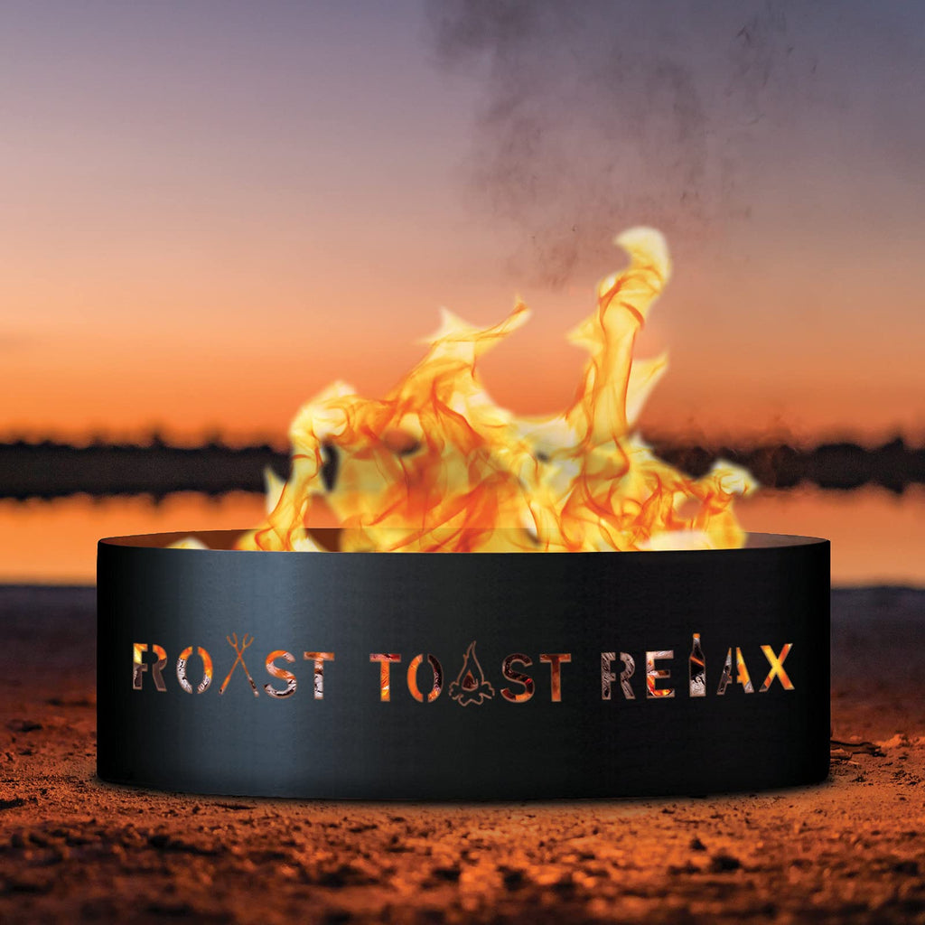 Roast Toast Relax Unpainted 12 in. Tall 30 in. Diameter Outdoor Fire Ring with Fire Poker - 30 x 30 x 12
