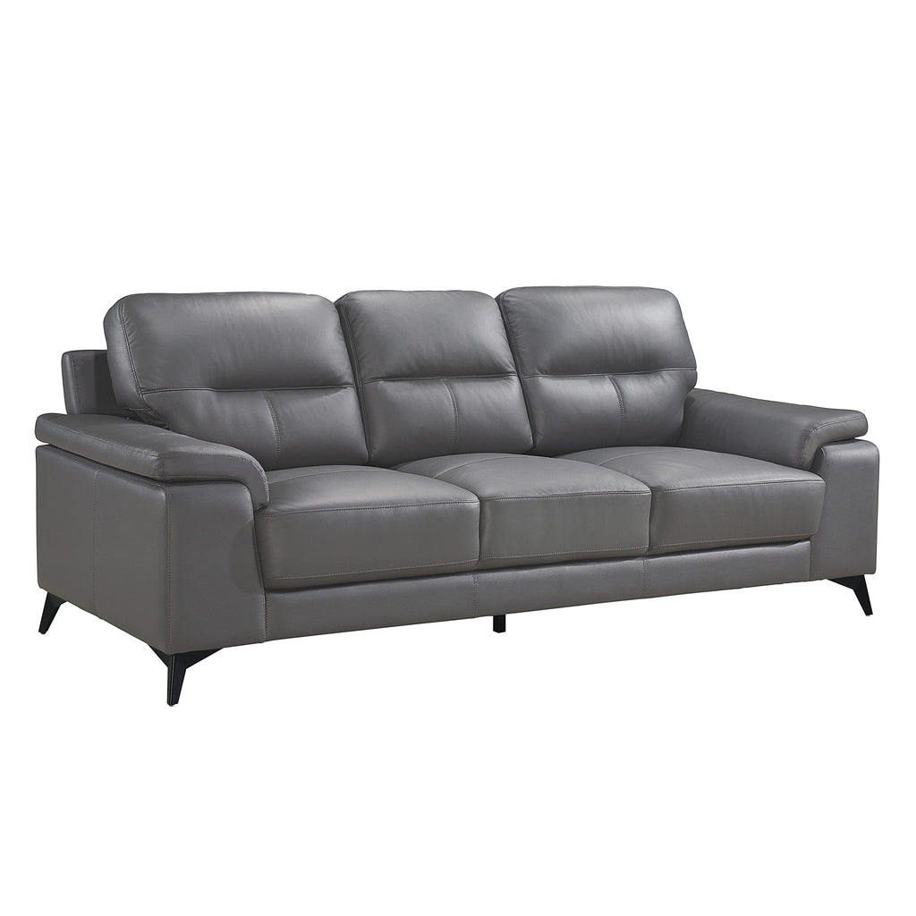 Leather Match Upholstered Oversized Sofa, Dark Gray