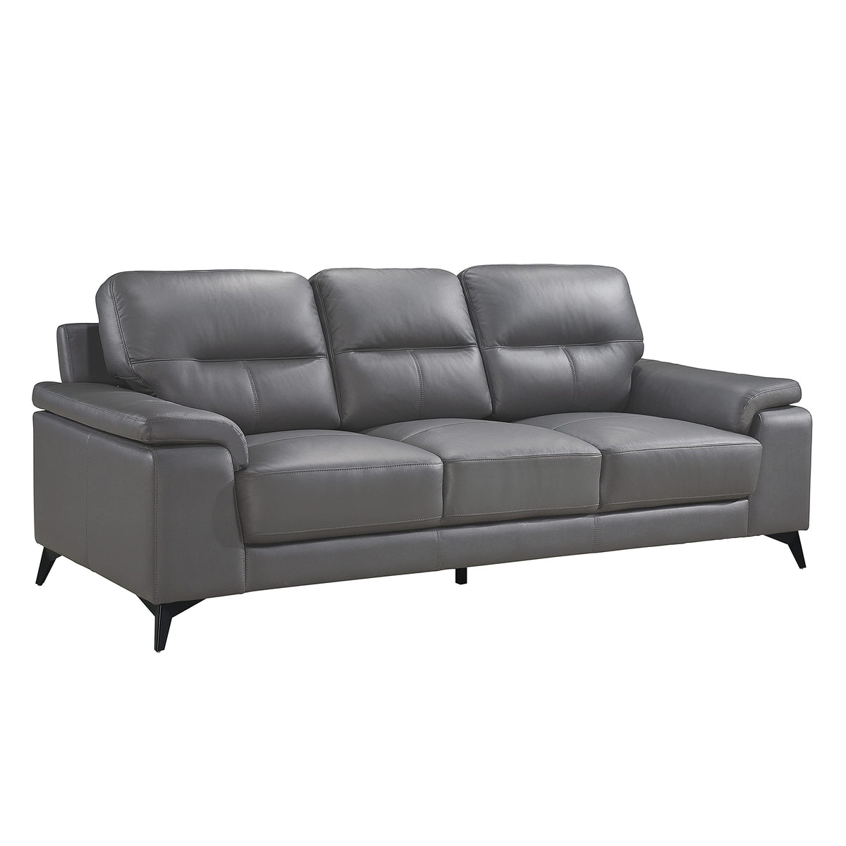 Leather Match Upholstered Oversized Sofa, Dark Gray