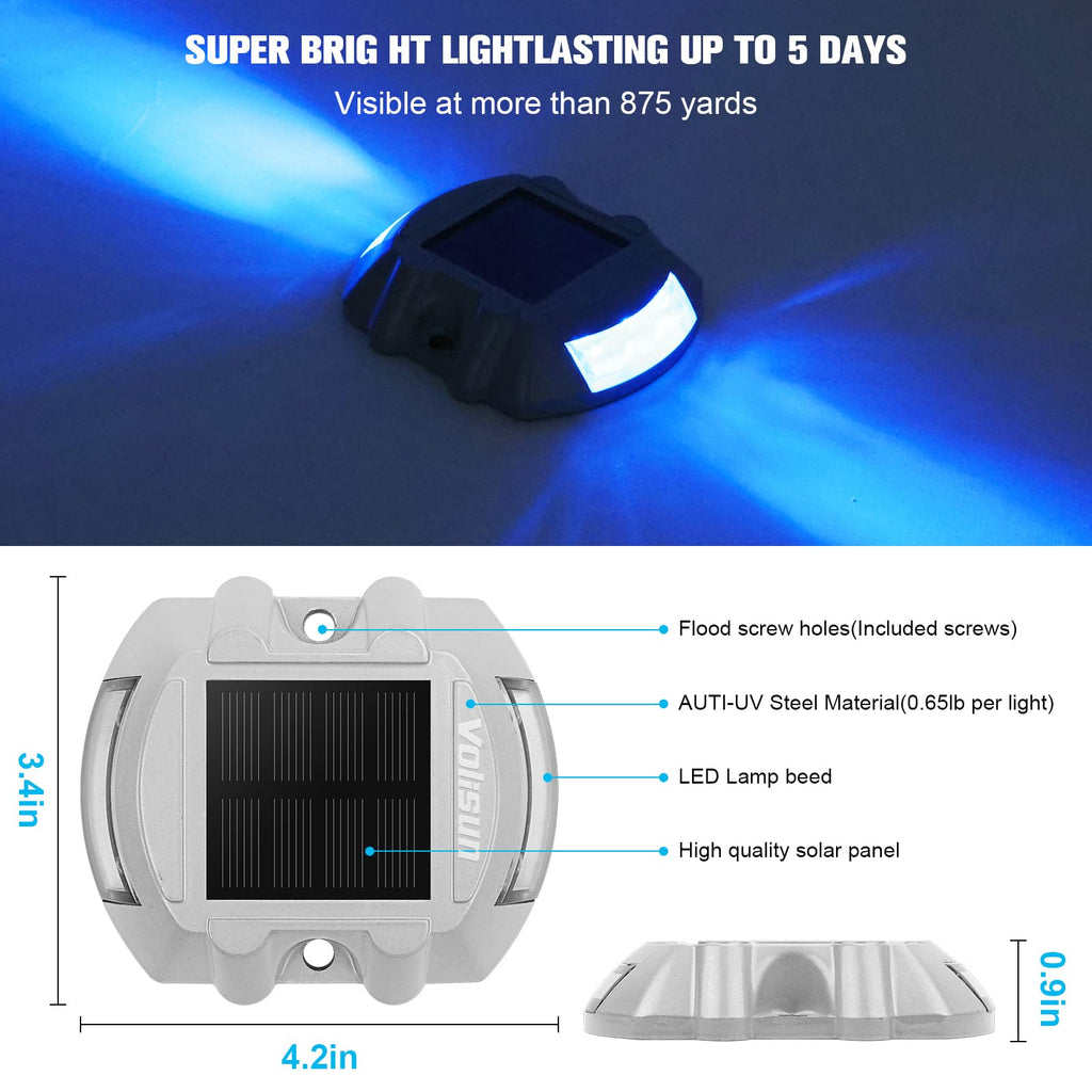 Solar Deck Driveway Dock Lights,Solar Pathway Lights,Blue 12 Pack