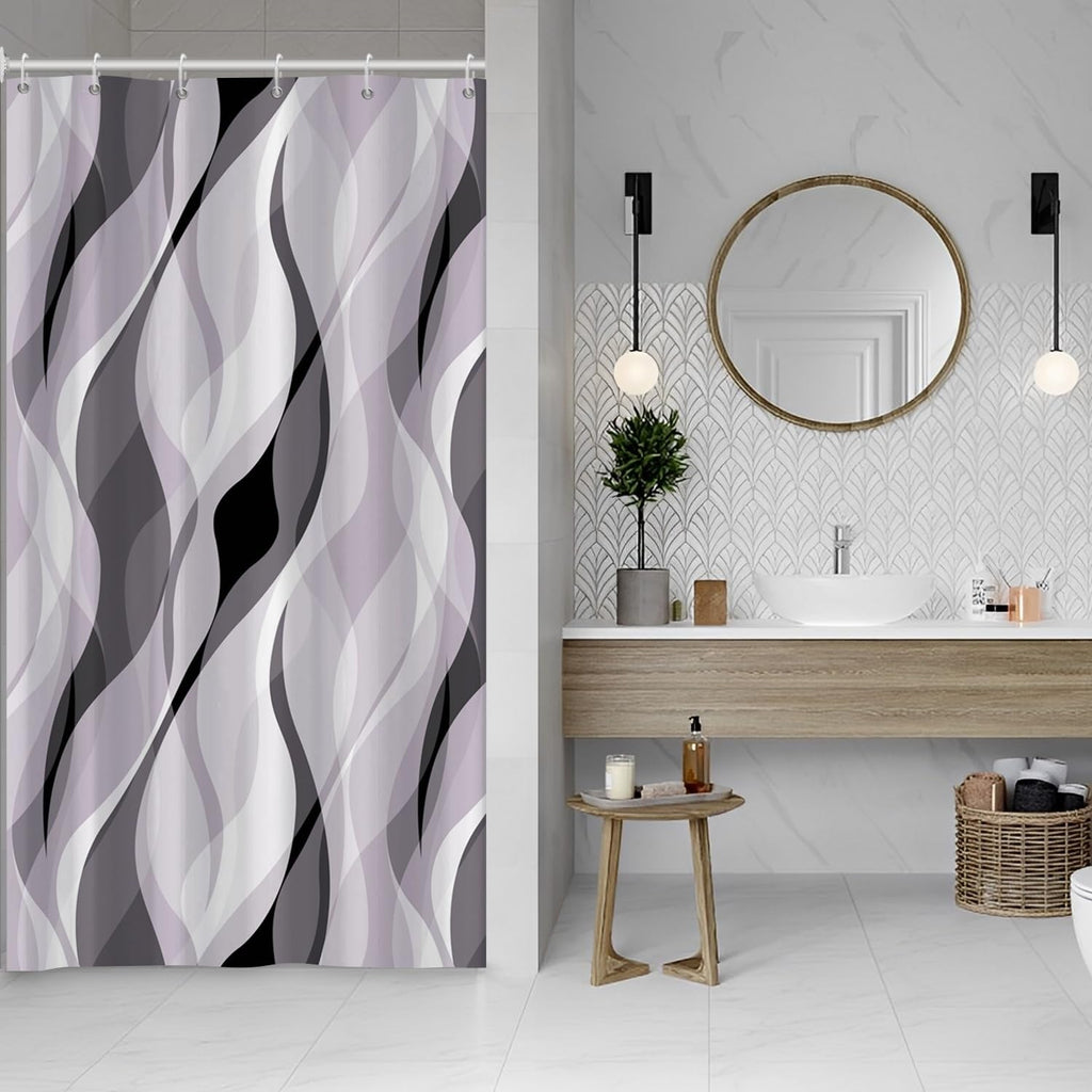 Stall Shower Curtain, Lavender Striped Small RV Curtain 48x72 Inch