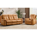 2 Piece Power Faux Leather Recliner Sofa Set, Reclining Living Room Furniture Set, Included Recliner Chair and 3 Seat