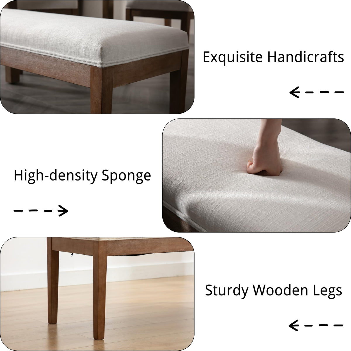 Linen Entryway Bench Farmhouse Dining Benches Upholstered Bedroom Bench Shoe Bench Seat Living Room Bedroom End of