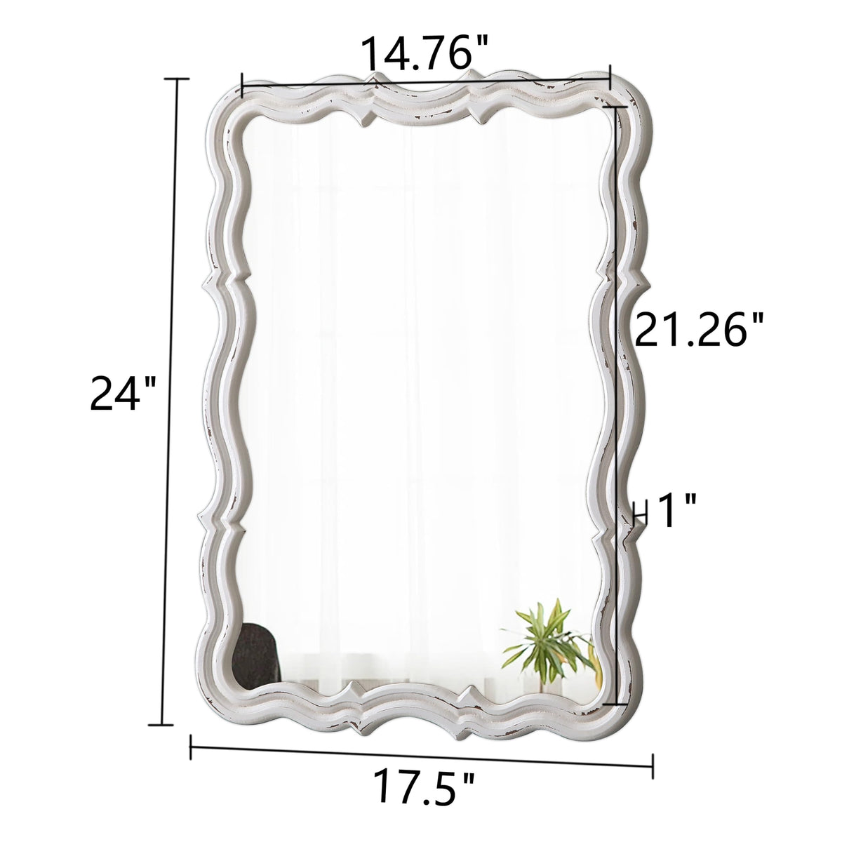 Rustic Scalloped Wall Mirror Decorative 24 X 18 Inch