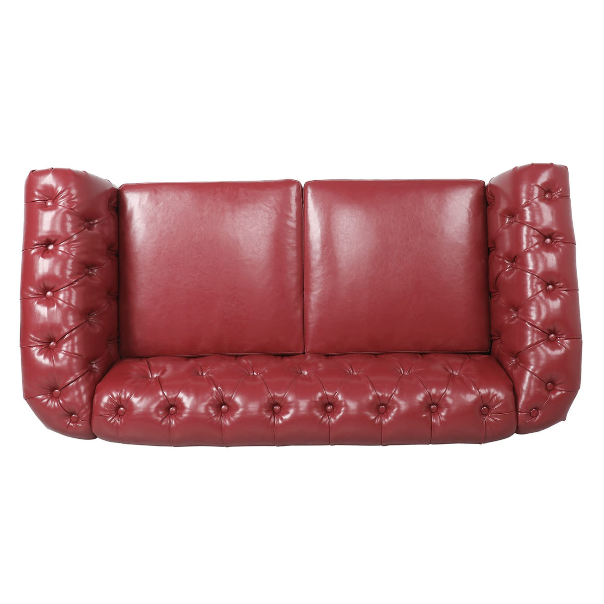 Leather Sofa, Chesterfield Tufted Upholstered 2 Seater Couch, Modern Loveseat Couch Classic Furniture Bedroom (Wine