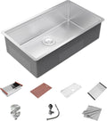 32 Inch Undermount Kitchen Sink, 16 Gauge Stainless Steel Workstation Sink | With Accessories, Single Bowl, Brushed