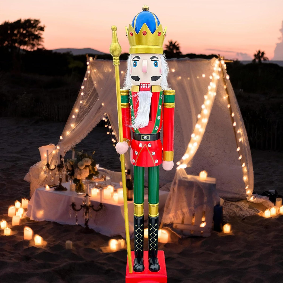 5 Feet Tall Life Size Large Christmas Wooden Nutcracker King Red and Green BK18