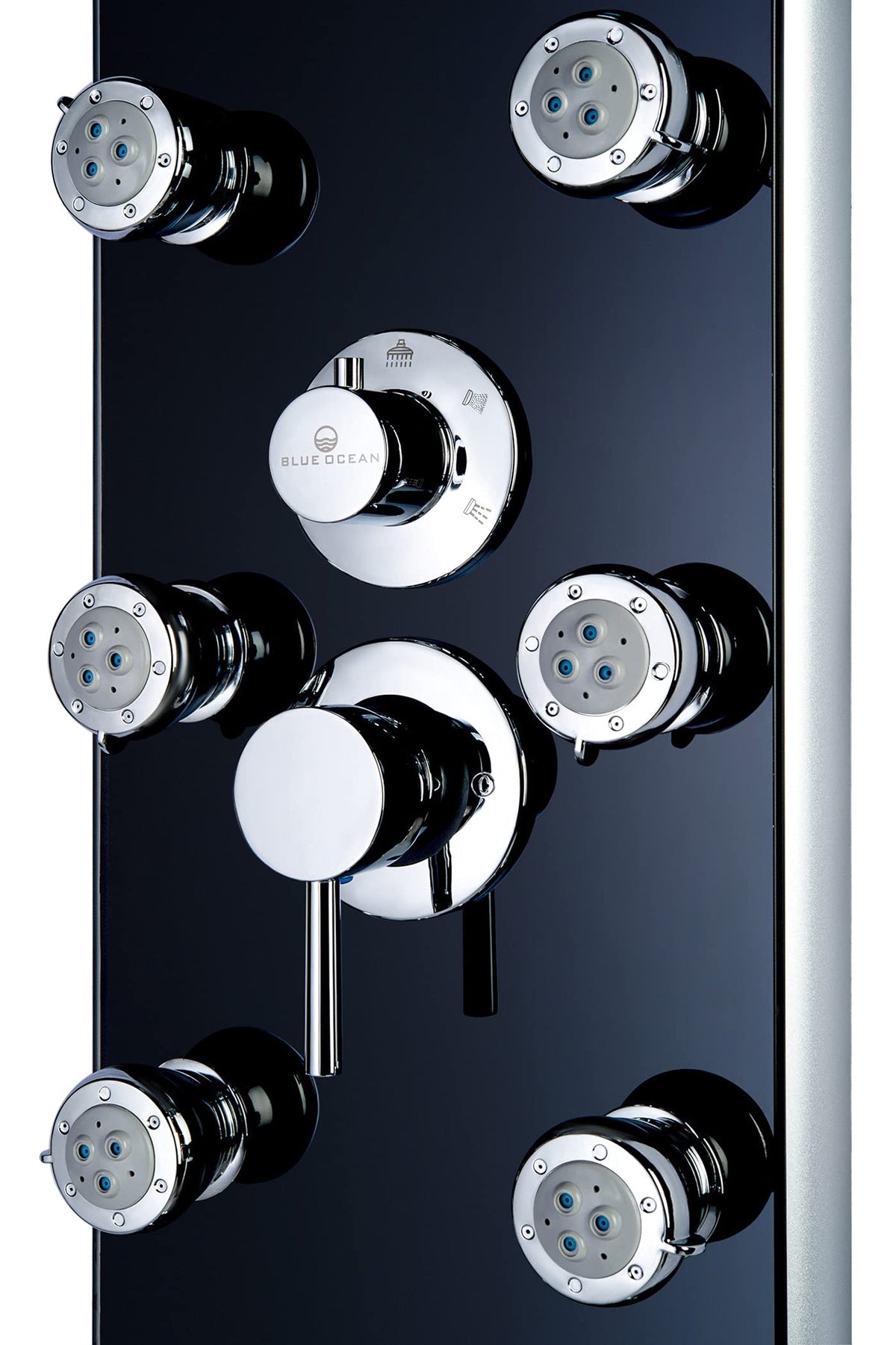52" Aluminum SPA392B Shower Panel Tower System with Rainfall Shower Head and 8 Adjustable Massage Jets (Black)