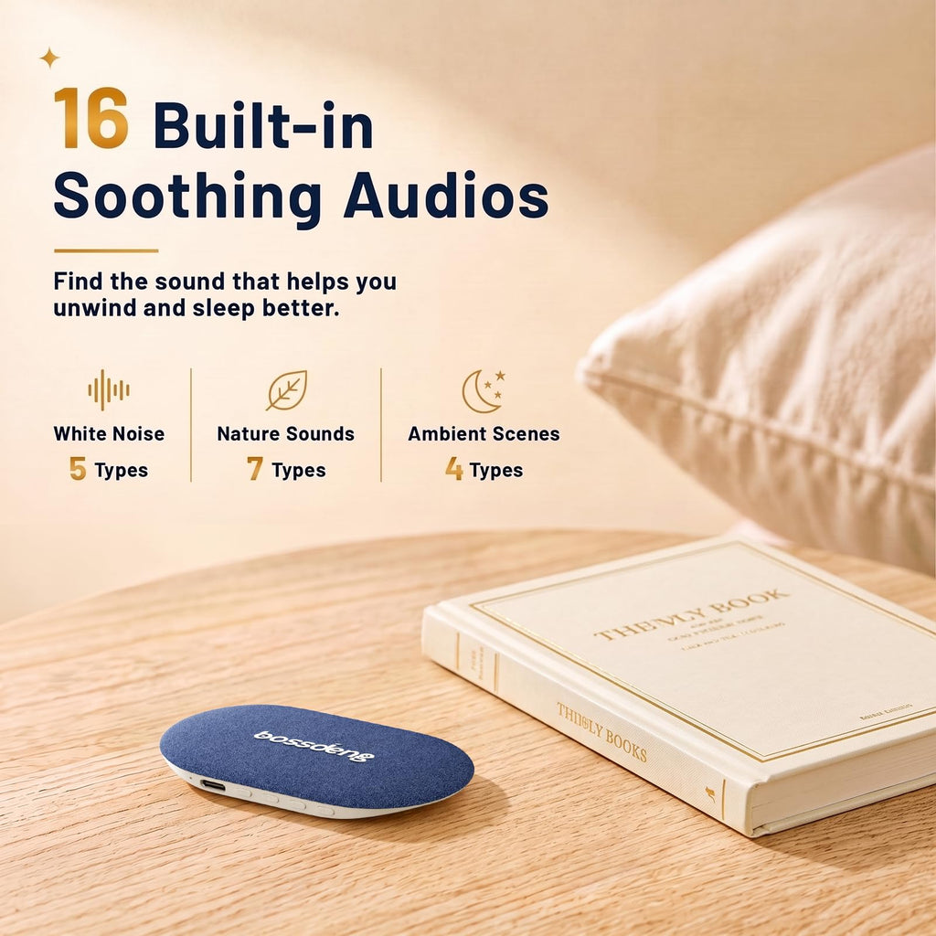 Pillow Speaker for Sleeping, Portable White Noise Sound with 16 Sounds