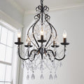 Five-Light Rustic Crystal Chandelier for Dining Rooms and Entry Halls