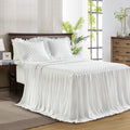 Ruffle Skirt Bedspread Set - 30" Long Drop - Vintage Chic Ruffled Summer Coverlet Bed Spreads Quilt Boho Bedding