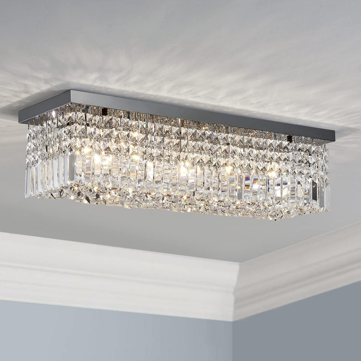 5-Light Modern K9 Crystal Island Chandelier for Kitchens and Dining Tables