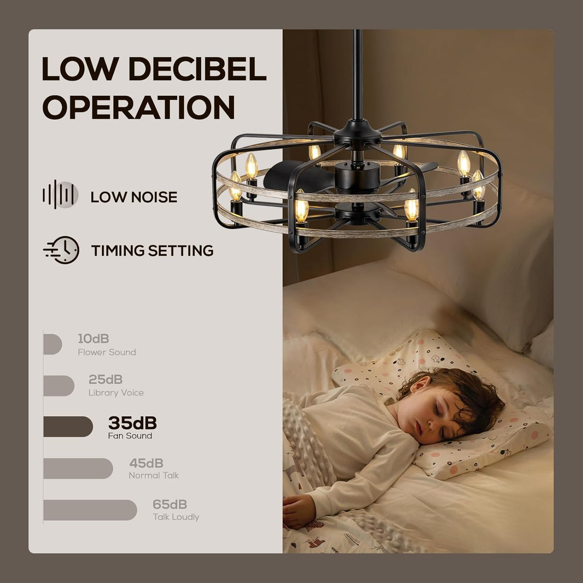 30" Caged Ceiling Fan with Light & Remote