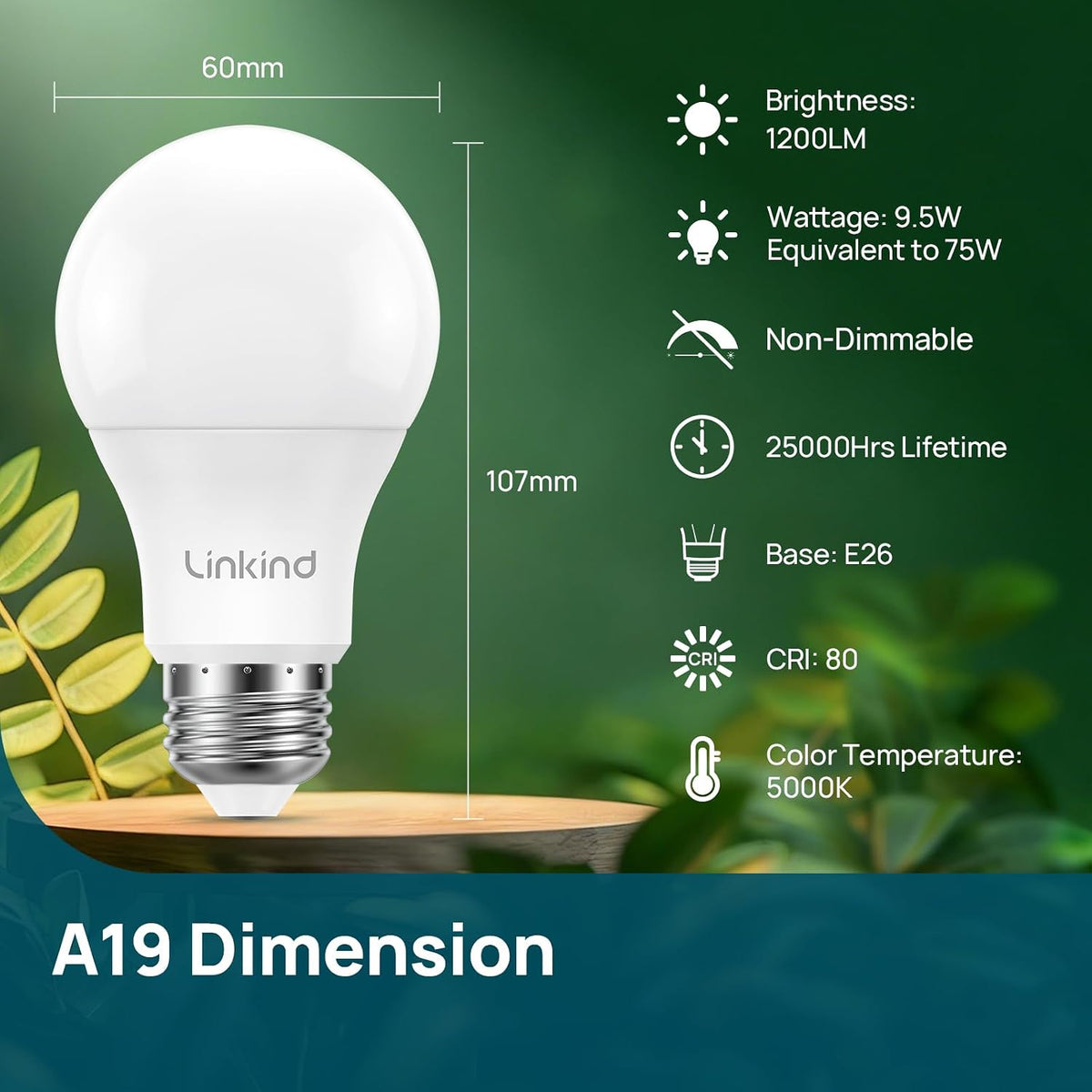Dusk to Dawn Light Bulbs Outdoor, A19 Sensor Led Bulbs Automatic On/Off, 9.5W led Light Bulbs, 75 Watt Equivalent
