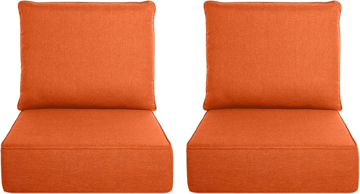 Luxury Outdoor Seat Cushion Set-22 x 24 x 6 Inch Outdoor Chair Cushions with Water Resistant & Removable Cover