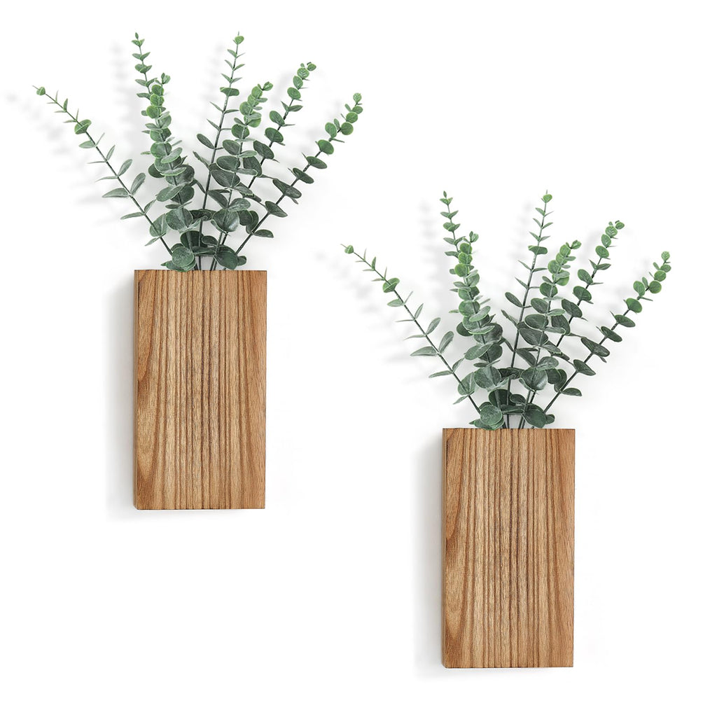 2 Pack Wall Planter Vase with Fake Eucalyptus Plants for Wall Decor