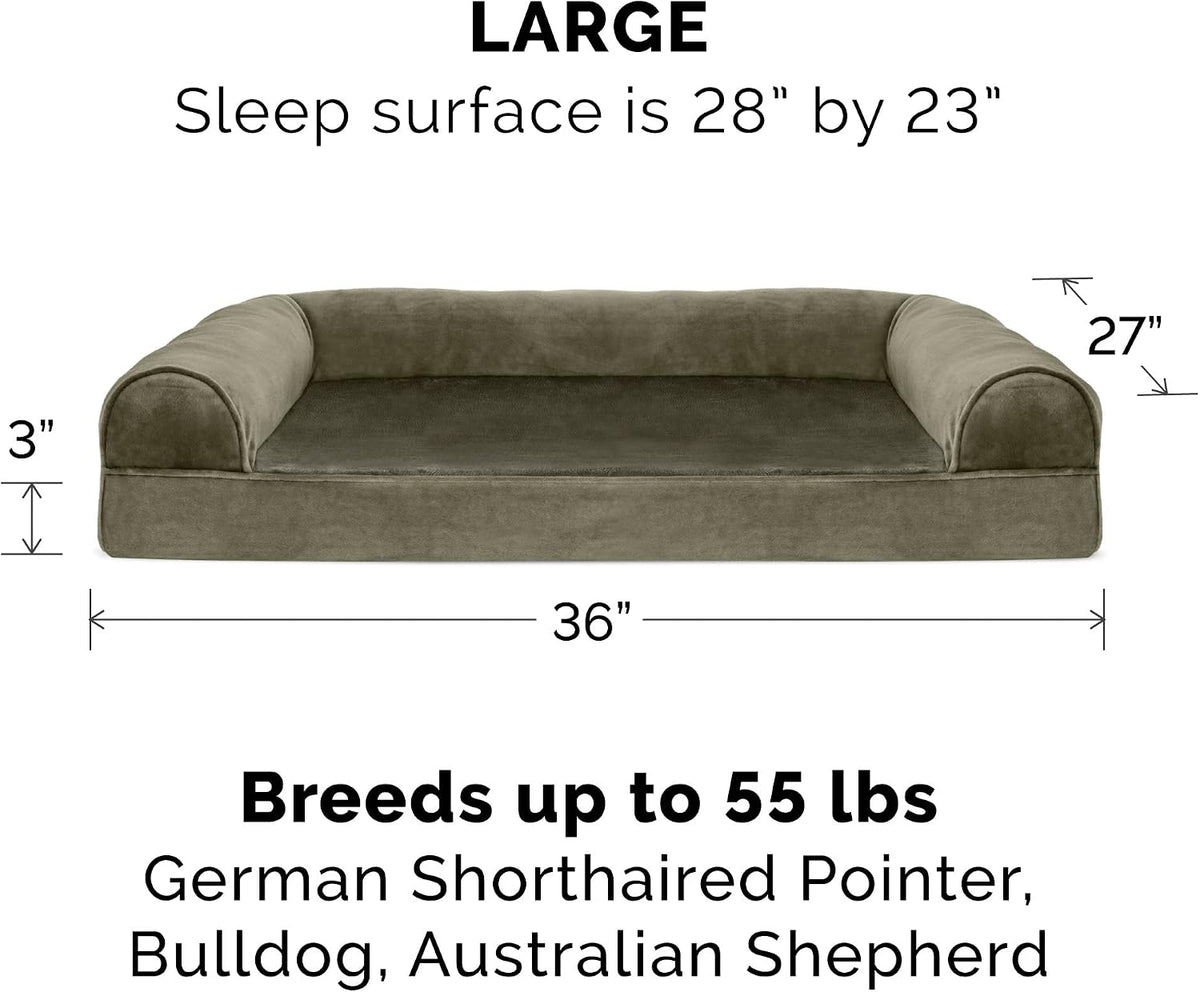 Dog Bed Sofa Sofa - Dark Sage, Large W/Same Size Waterproof Liner