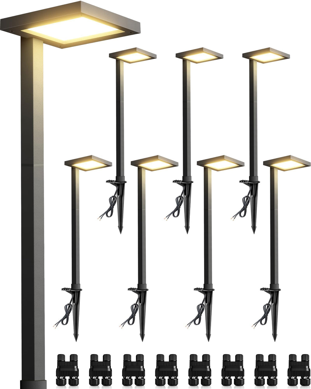 5W 3000K LED Low Voltage Landscape Pathway Lights Black, 8 Pack
