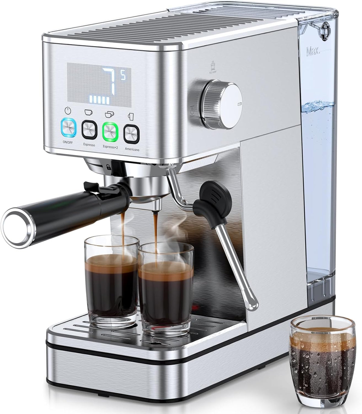 20BAR Espresso Machine, Cold Brew, Stainless Steel ,Silver