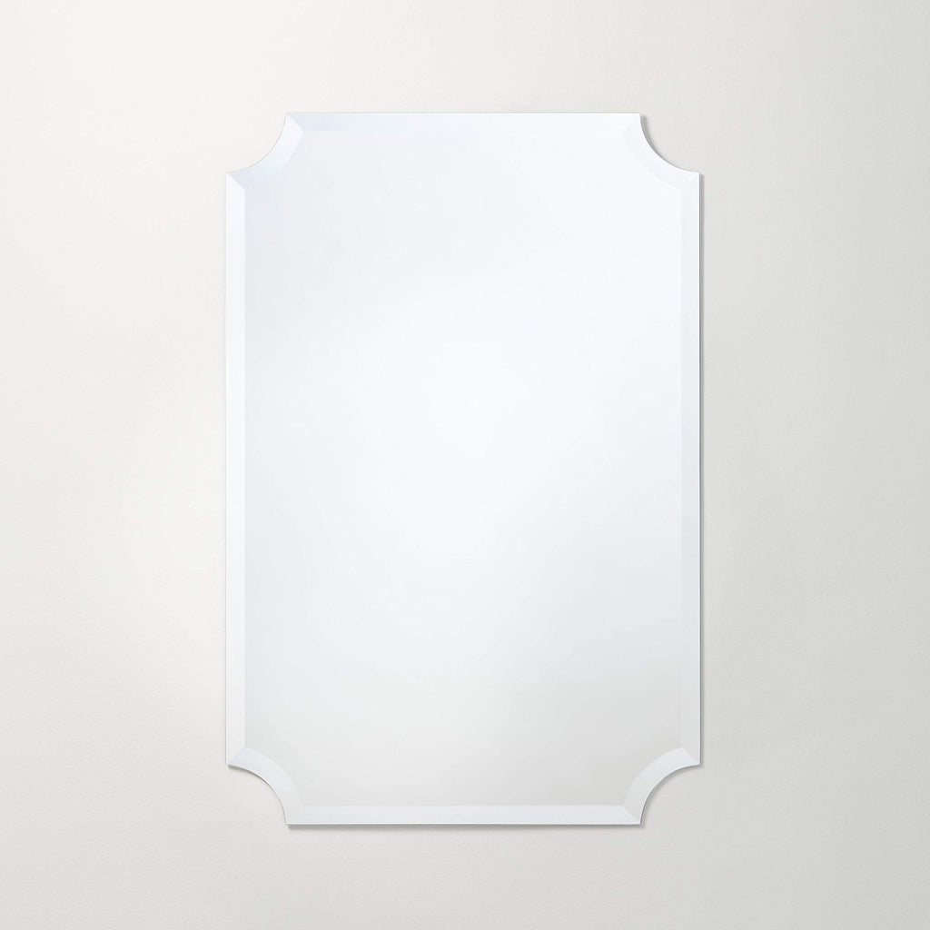 Frameless Rectangle Mirror, 24" x 36" Bathroom Wall Mirror w/Beveled Edge