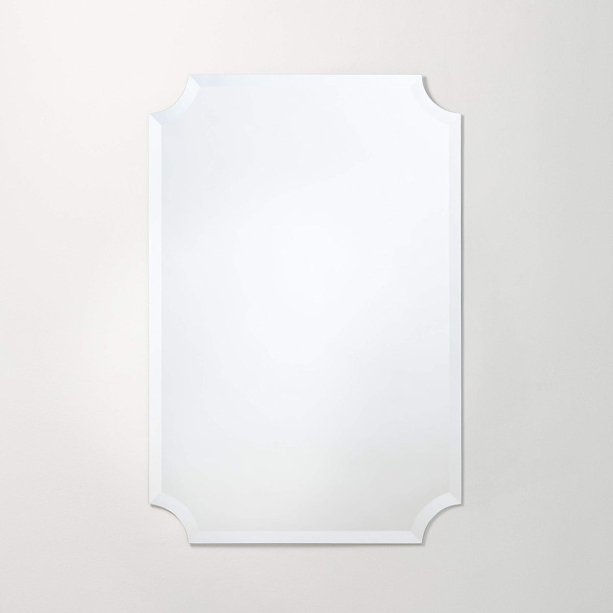 Frameless Rectangle Mirror, 24" x 36" Bathroom Wall Mirror w/Beveled Edge
