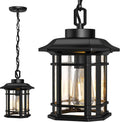 Outdoor Pendant Light Fixture, Exterior Hanging Lights, Hanging Lantern with Adjustable Chain