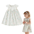 Toddler Girl Floral Smocked Dress Vintage Cotton Playwear Dress