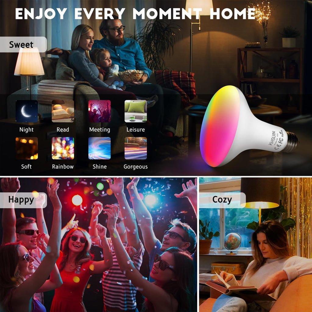 Bright BR30 13W High-Lumen Smart Flood (1300LM, 100W Eq.), Full Spectrum 2700K-6500K with Smooth Dimming, WiFi