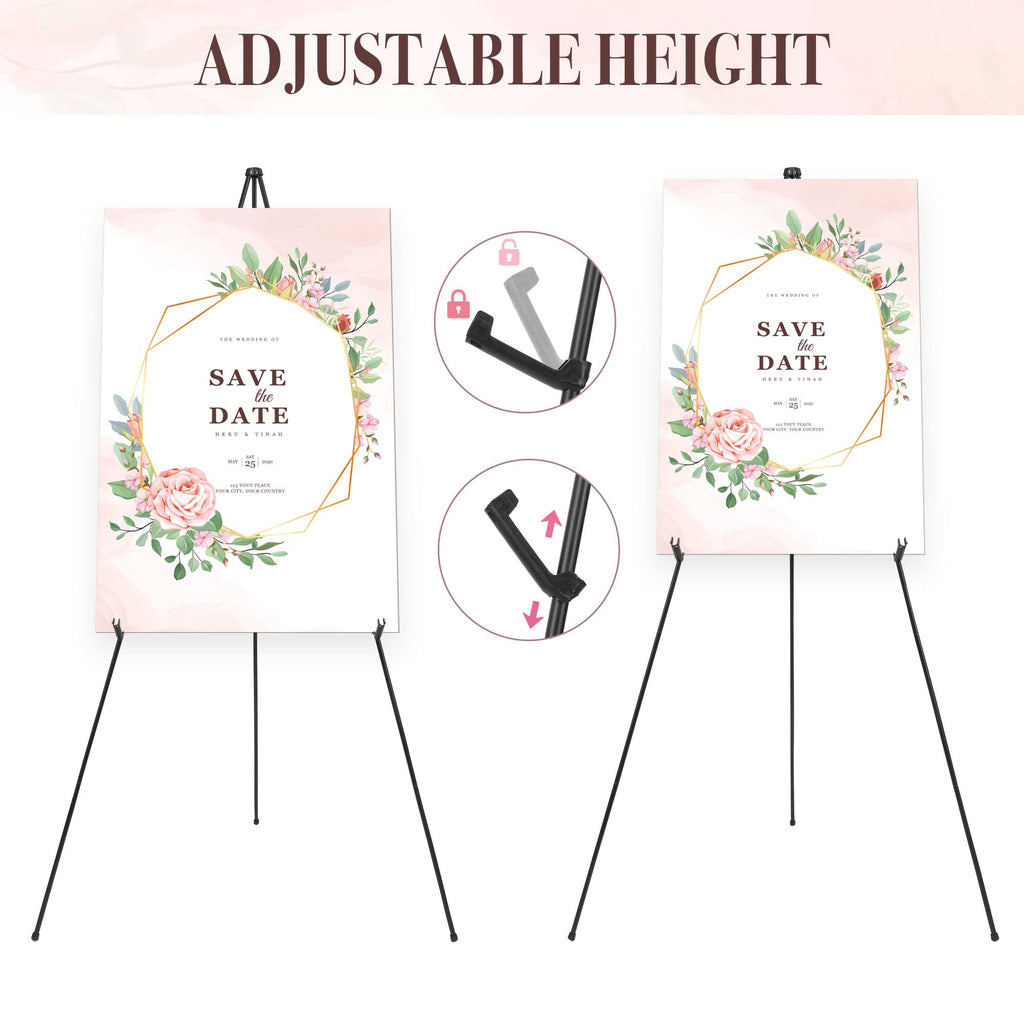 Easel Stand for Wedding Sign & Poster 63'' Easels for Display Portable Art Easel for Floor Adjustable Metal Easel