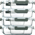 8 Pack,30 oz Glass Food Storage Containers with Lids, Gray