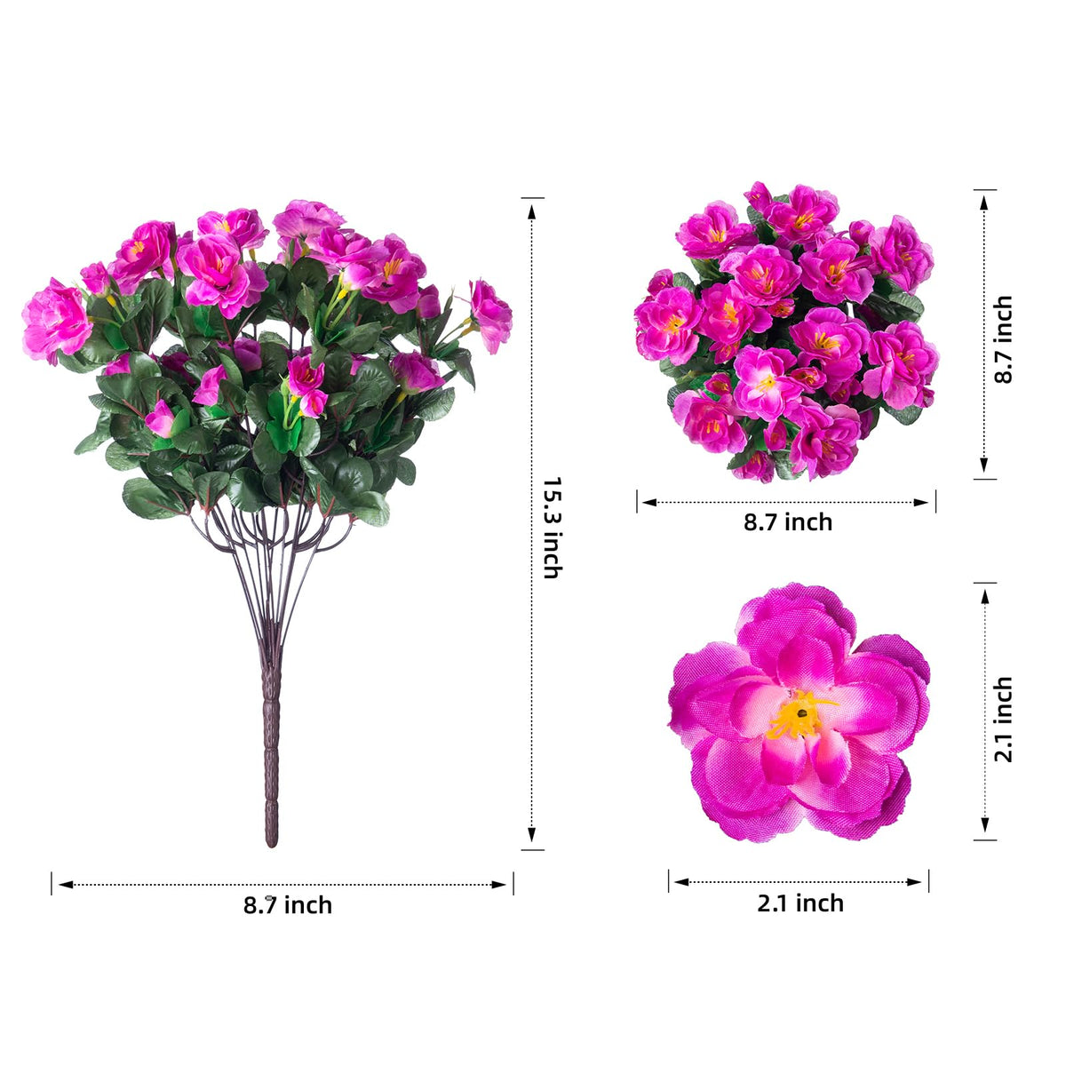 Artificial Faux Outdoor Flowers Plants for Outside Spring Decoration, Fake Silk Fuchsia Camellia UV Resistant