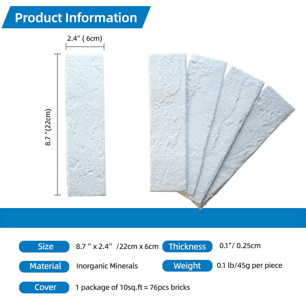 White Faux Brick Wall Tiles, 3D Thin Brick Veneers for Indoor Outdoor Wall Decoration, for TV Background, Bedroom